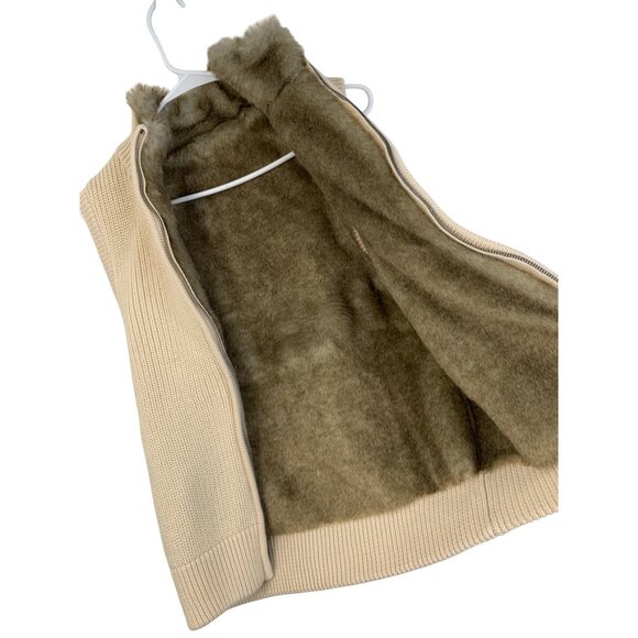 Ann Taylor Reversible Faux Fur & Knit Sweater Vest Size S NWT Zip Wool 8064 - Picture 6 of 15